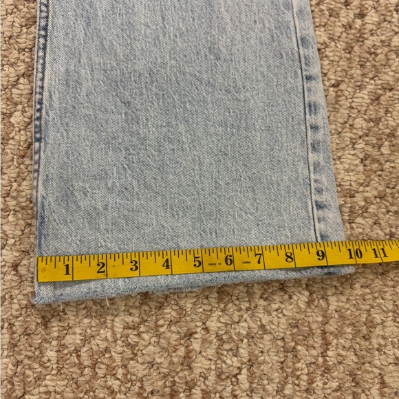 Cleo + Wolf Jeans Women's 31W/34L Blue High Rise Bootcut Raw Hem Button Fly Pant - Picture 3 of 11